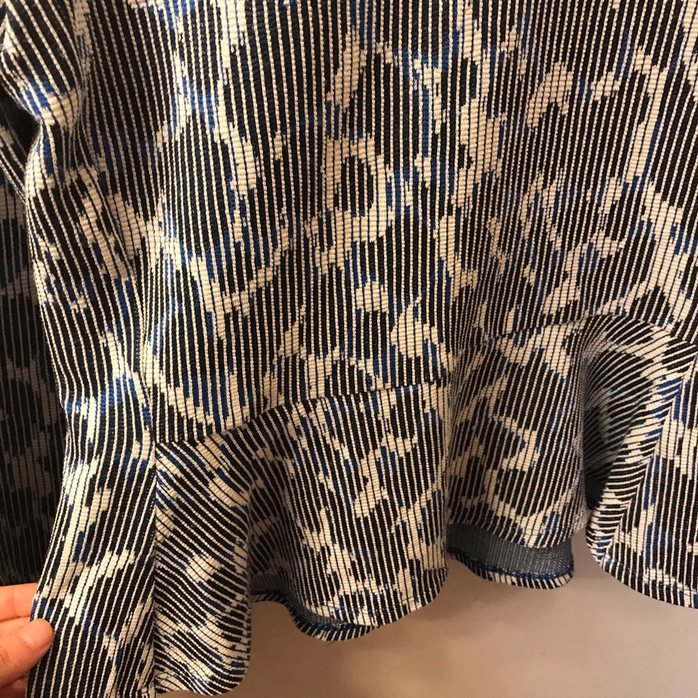 Cute Peplum Collared Multi Colored Pattern Blouse - image 2